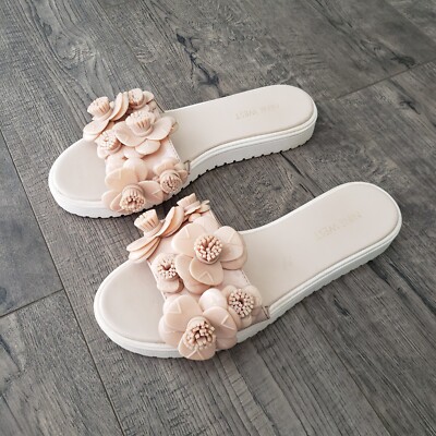 Nine West Relly Embellished Jelly 3D Floral Platform Slide Sandals Women's US 7M