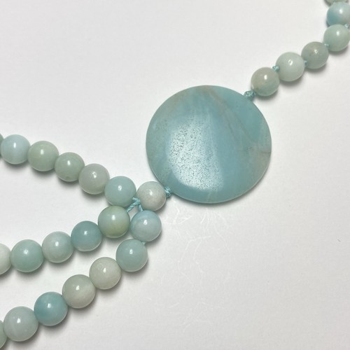 QVC AIL 925 Aluma Amazonite Hand Knotted Disk Beads Triple Strand Bead Necklace - Picture 6 of 10