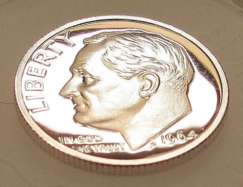 1964 Gem CAMEO Proof Dime  90% Silver Blazing Original Luster #326 ~ 10