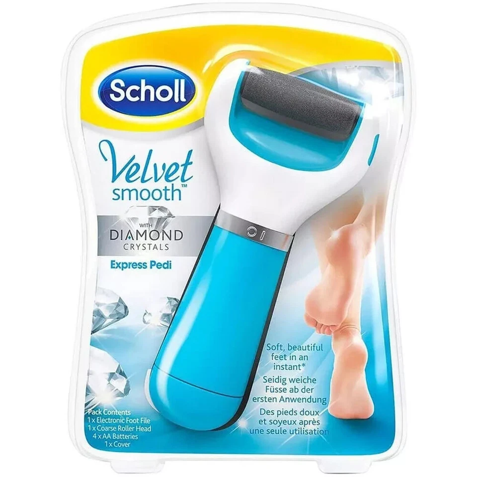 DR. SCHOLL'S Scholl Velvet Smooth Pedi Electric Foot File Hard Skin Remover Blue - Free P&P
