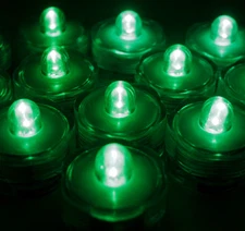 10 Pack Green Submersible Waterproof Underwater Battery LED Tea Light~Wedding