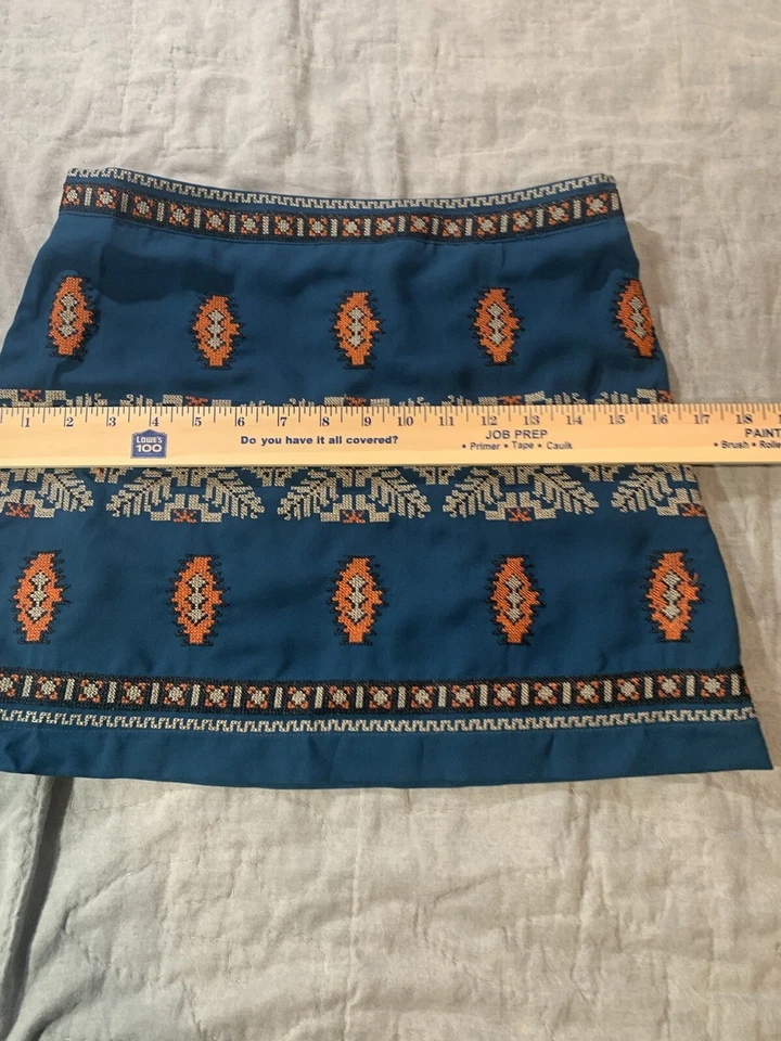 Ya Los Angeles Women Geometric Design Blue & Coral Casual Skirt Sz Small - Image 3 of 4