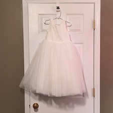 David's Bridal Ivory Lace Top Tulle Skirt Flower Girl Dress Size 6