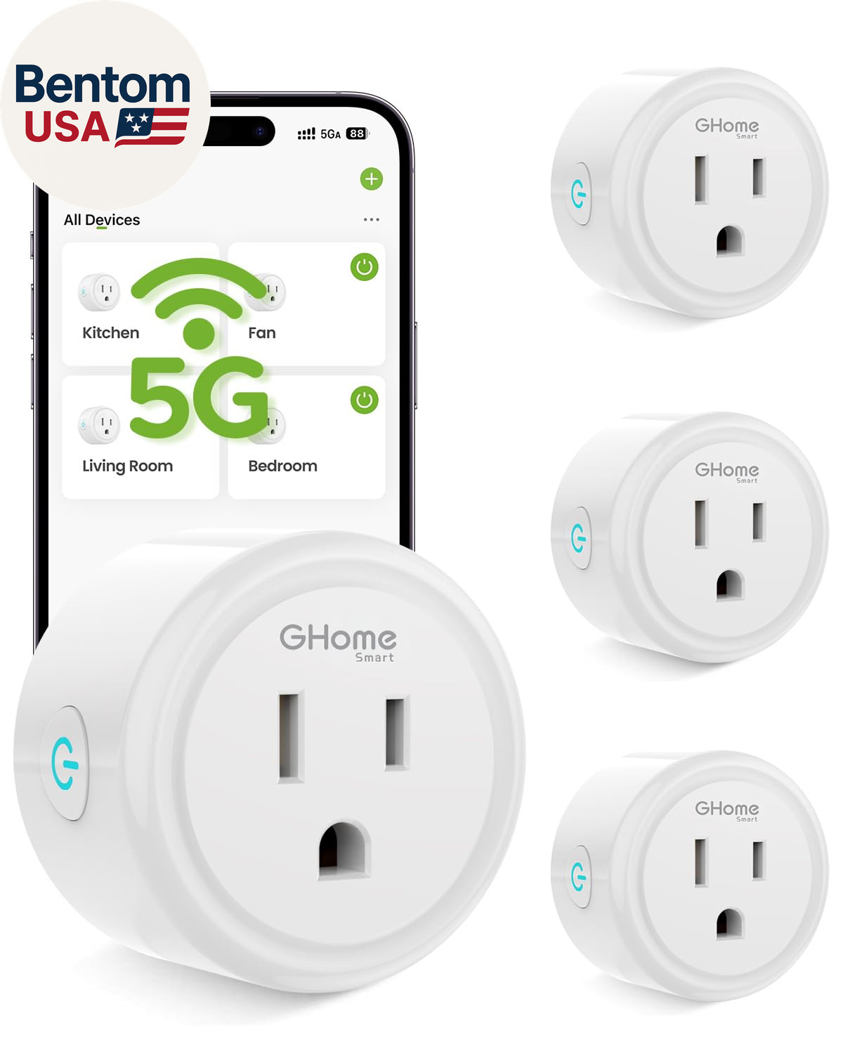 Enchufe inteligente WiFi 5G 15 A compatible con Alexa y Google Home, temporizador de enchufe inteligente