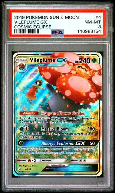 2019 Pokemon Sun & Moon Cosmic Eclipse Vileplume GX Cosmic Eclipse PSA 9 #4