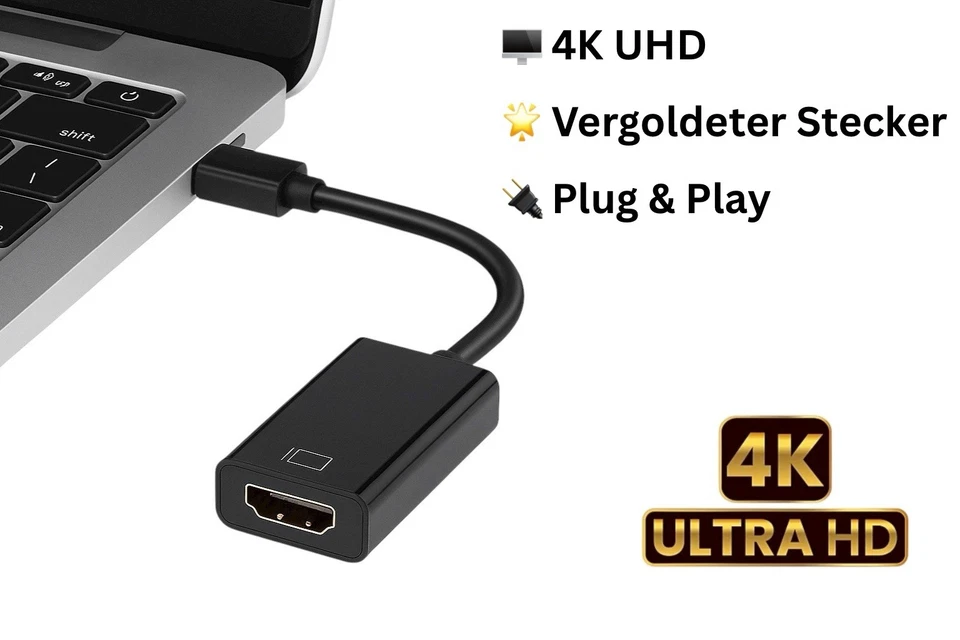 Mini DisplayPort zu HDMI Adapter 4K UHD Mini DP zu HDMI für Monitor TV Laptop PC - Bild 2 von 4