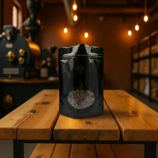 100 Count of 4 oz Glossy Black  Stand Up Pouch Bag with Window and valve 1.40 per pound