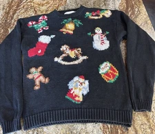 Vtg Eagles Eye Women’s Christmas Icons Sweater Size Small