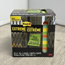 Post-it Extreme Water-Resistant Self-Stick Notes Multi-Color 3X3 Cube 12 Pads JD