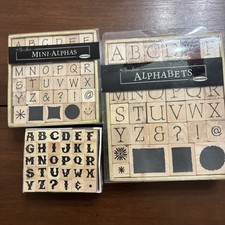 Wooden Rubber Stamps Alphabet lot of 3 Sets