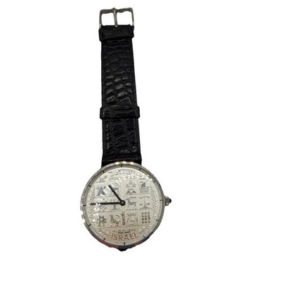 1948 Silver Commemorative Coin 35MM Moshe Dayan Mechanical Mens Watch Swiss Made