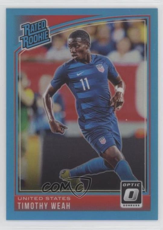 2018 Panini Donruss Rated Optic Aqua Prizm /149 Timothy Weah #198 Rookie RC 2oz