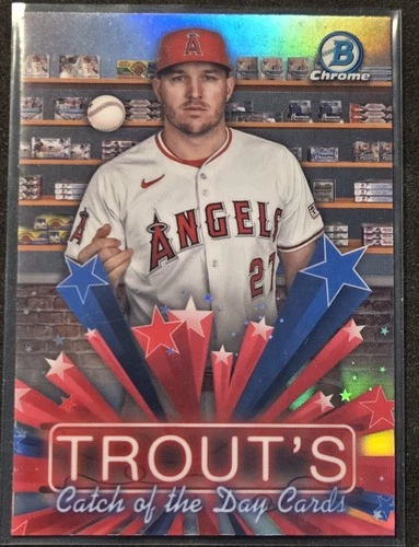 2025 Bowman Chrome Mike Trout Trout's Catch Of The Day Cards Refractor ANGELS