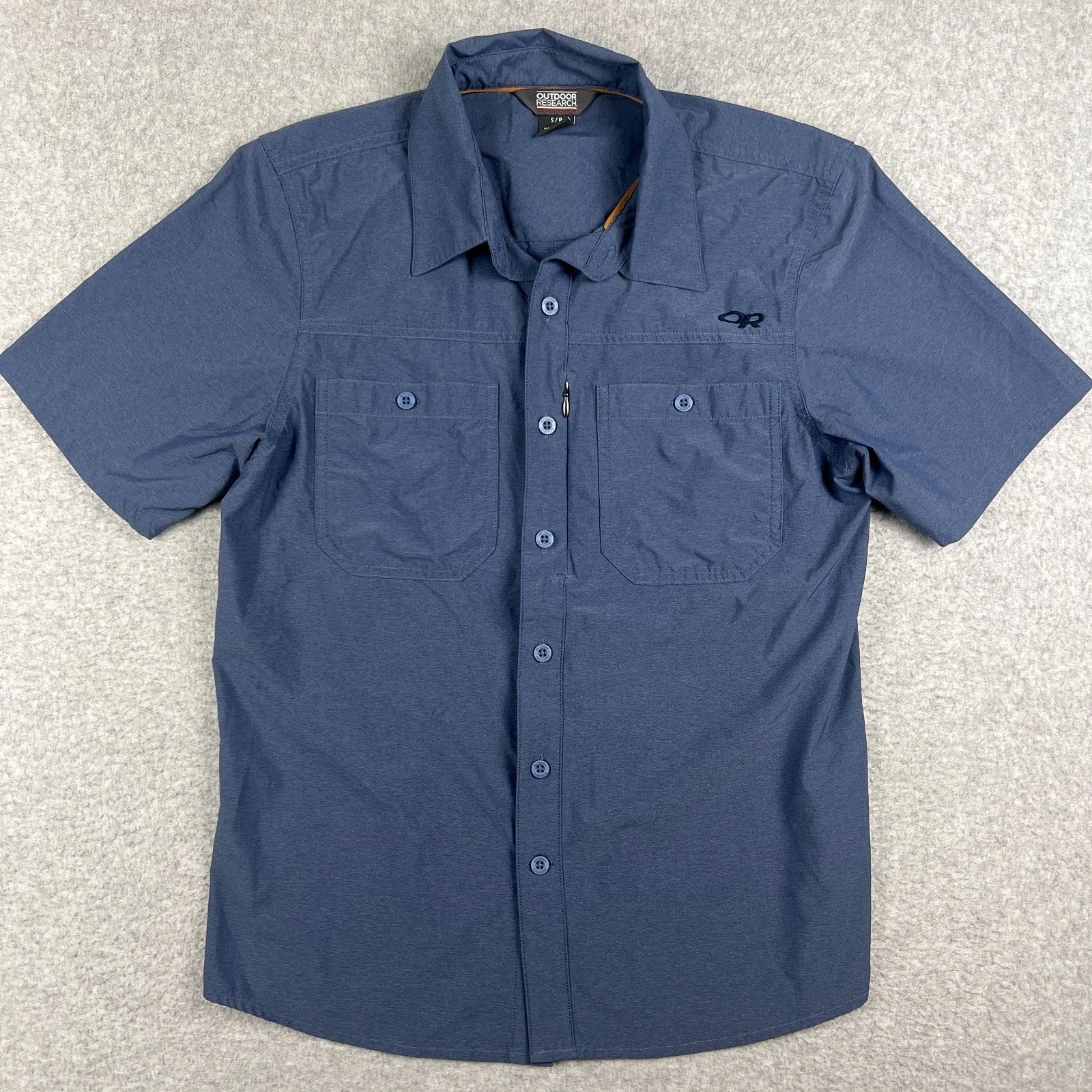 Outdoor Research Wayward Shirt Short Sleeve Stretch Small Mens Blue Hiking