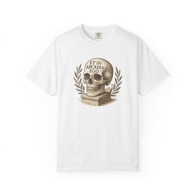 Skull with Laurel & 'Et in Arcadia Ego' T-shirt | Vintage Memento Mori