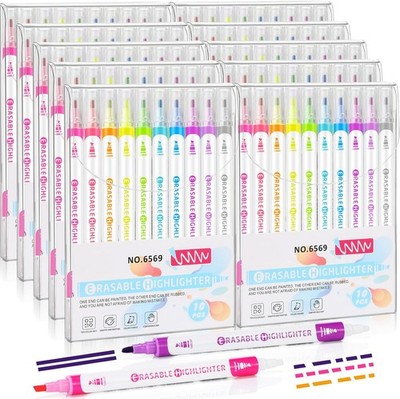 100 Pcs Erasable Highlighters, 10 Assorted Colors Highlighters No Bleed for