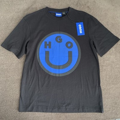 Hugo Boss T-Shirt Men's XL Nimper Crewneck Graphic Print Logo Black/Blue