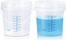 ASEVAT 32oz 2 Pack Clear Bucket Graduated Pail Container 0.3gal, Clearround 