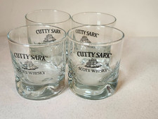 Set of 4 Cutty Sark Scots Clear Whiskey Rocks Glass Dimple Finger Barware