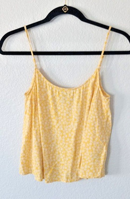 H&M Divided Strappy Tank Top Women's XS Yellow Floral Scoop Neck Pullover