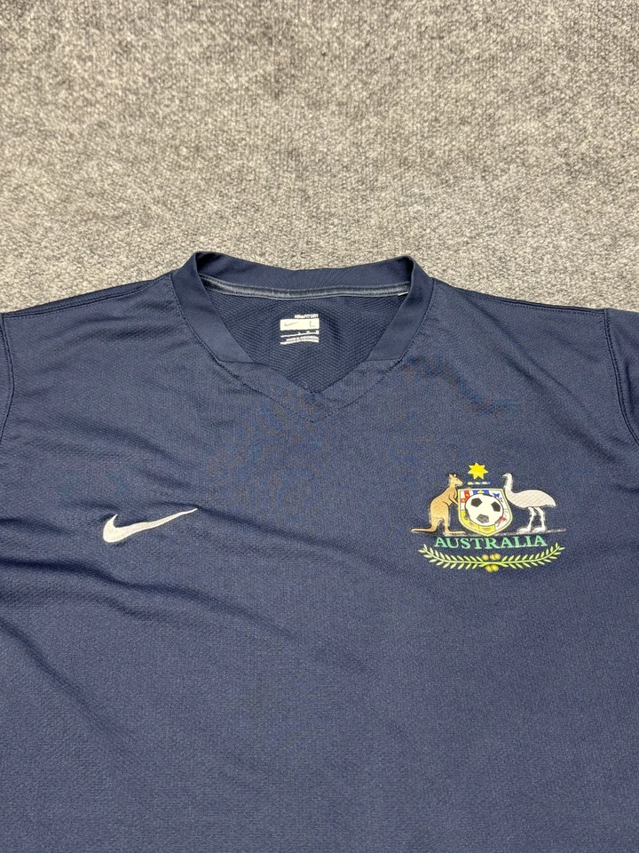 Camiseta deportiva vintage Nike Australia 2006 visitante de la Copa Mundial de Fútbol azul para hombre grande Foto 2 de 4