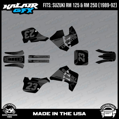 Graphics Kit for SUZUKI RM125 RM250 (1989-1992) Evader Series - Smoke