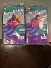 2-Vintage Sunco Frosted Tire Tube Pool Float- pink and purple
