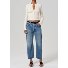 C of H Women's Dahlia Bow Leg Baby Roll Jean Size 30 Light Wash