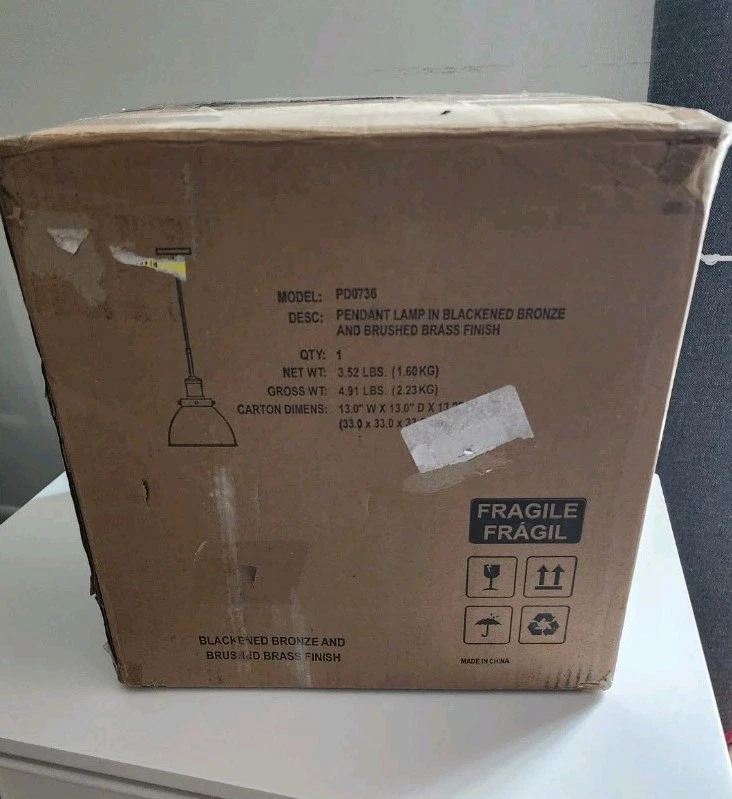 Meyer&Cross Madison 1 灯黑色青铜和黄铜吊坠带金属灯罩PD0736 — 第 4/4 张图片