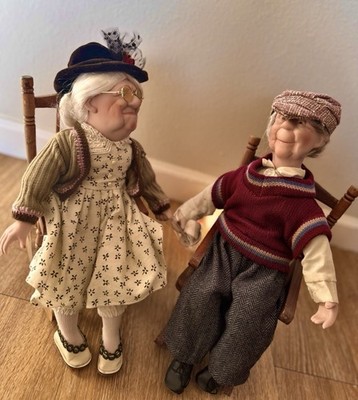 Vintage Porcelain Dolls Couple Eternally In Love Grandma and Grandpa 