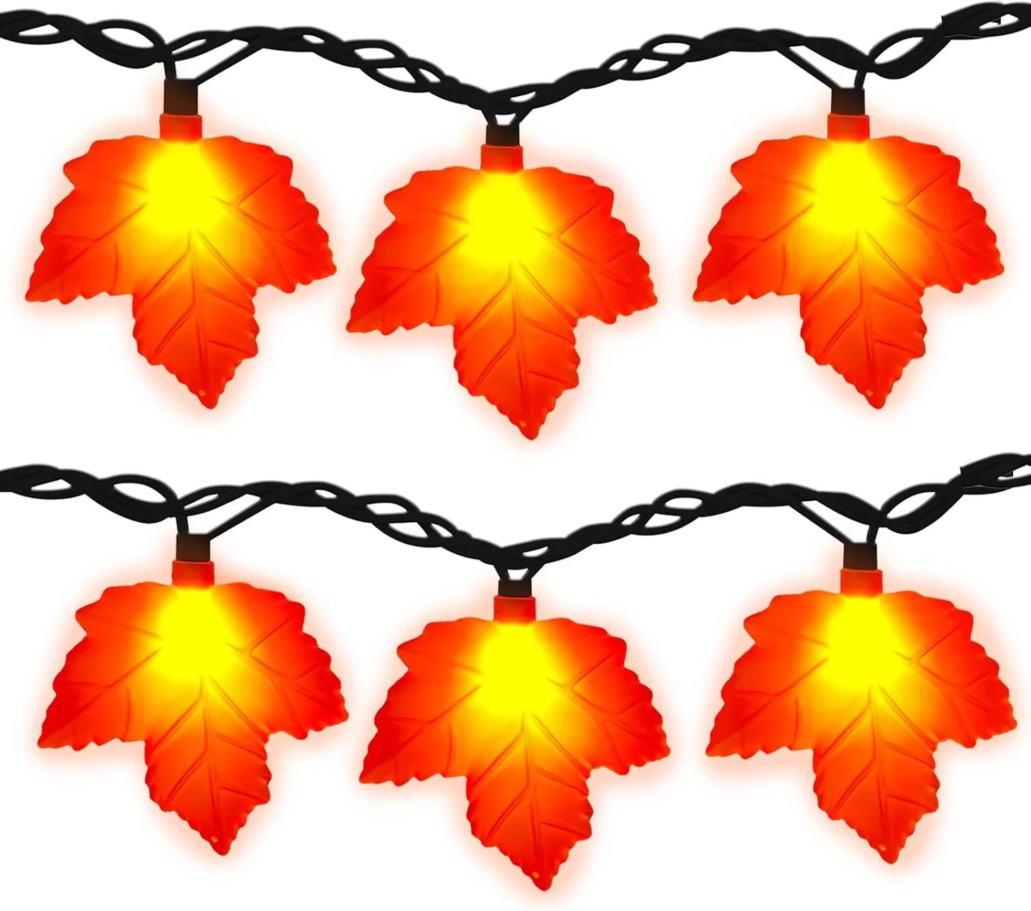 8.5FT Fall Decor LED Maple Leaf String Lights, 10 Warm White Bulbs, Indoor/Outdo