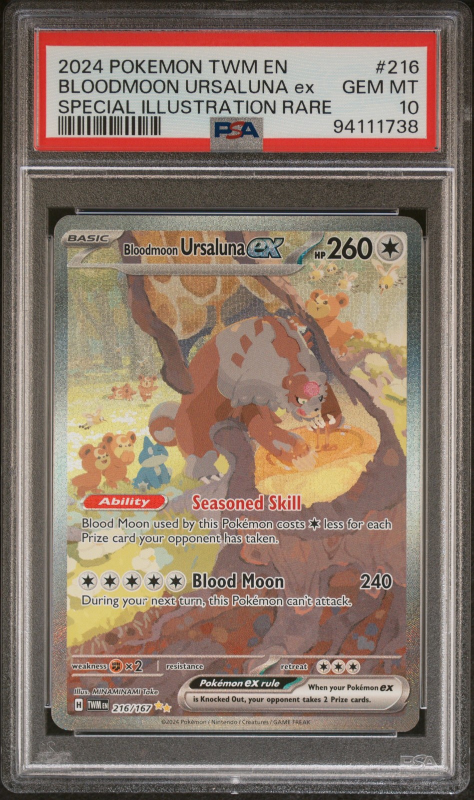 2024 POKEMON TWM EN-TWILIGHT MASQUERADE #216 BLOODMOON URSALUNA EX PSA 10