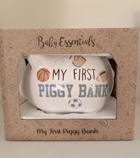 My First Piggy Bank By Baby Essentials, Pink  White, 6" x 5", CeramicNIB