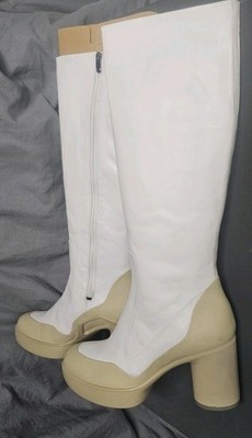 ECCO Shape Sculpted Motion 55 Tall Boot Sand White Women SZ 9-9.5 NWT Defect 2nd