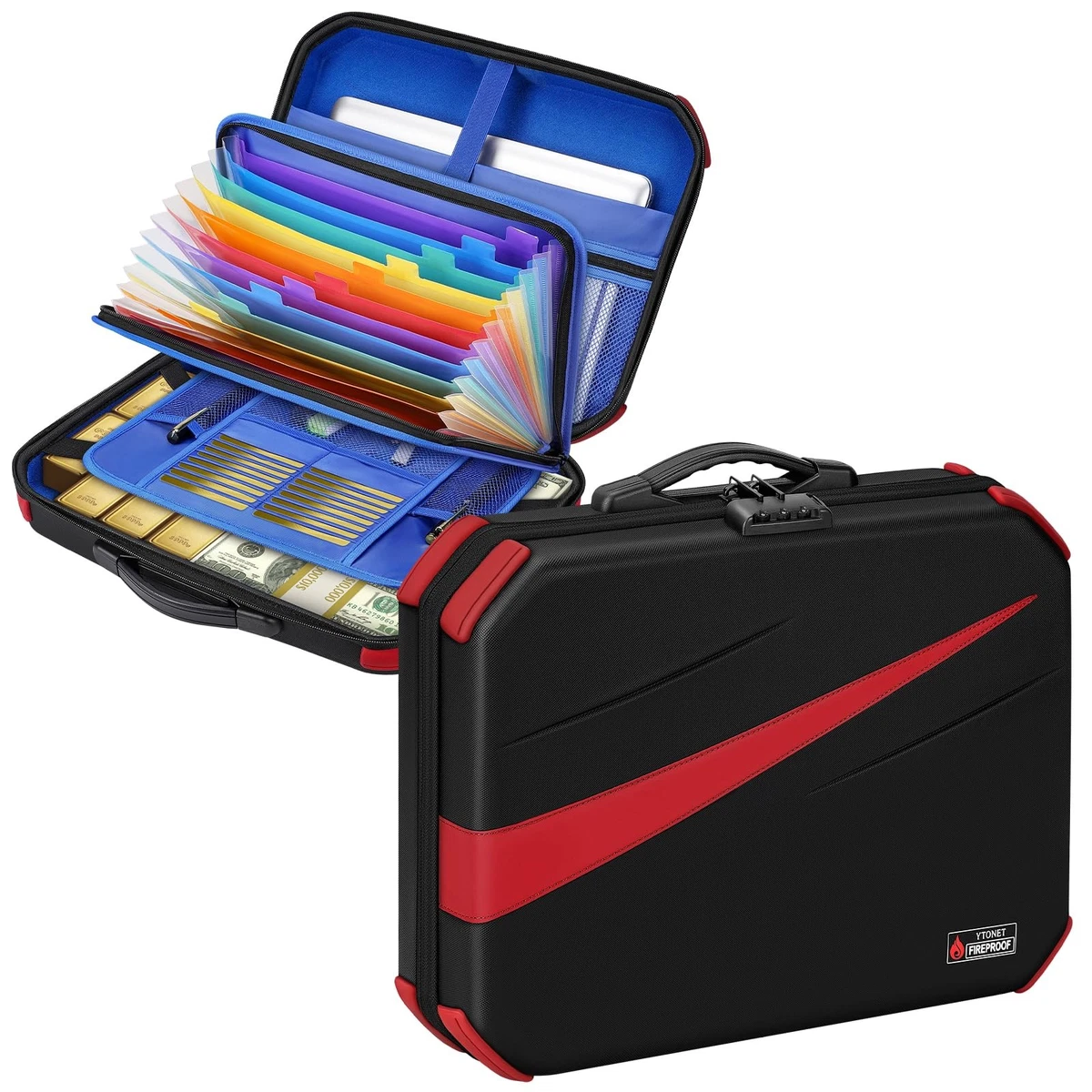 Accordion File Organizer Hard Case Document Box Combination Lock