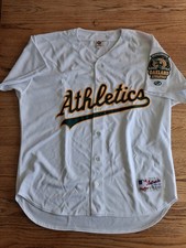 Vtg Oakland Athletics Jersey Rawlings Mens Sz 52 White 100 Season Patch 1901 EUC