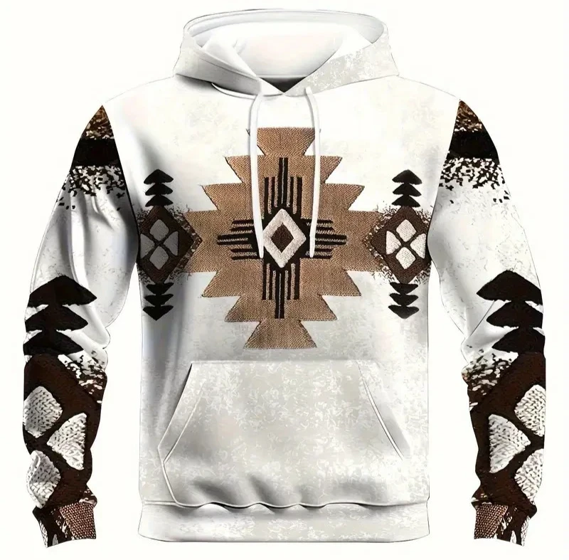 Men's Western Aztec Sweatshirts Pullover Hoodie COWBOY COZY BIG SIZE 3XL