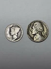 90% Silver 1923 Mercury Dime & 35% Silver 1943 War Nickel