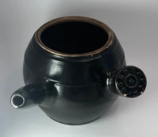Vintage Chinese Kyusu Traditional Medicine Herb Tea Pot – Black Glazed Stoneware