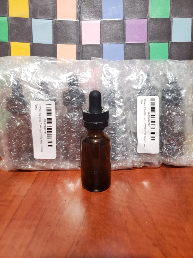 Round 1oz Amber Glass Bottles With Marked Droppers (30ml) 3 Packs Of 3 New