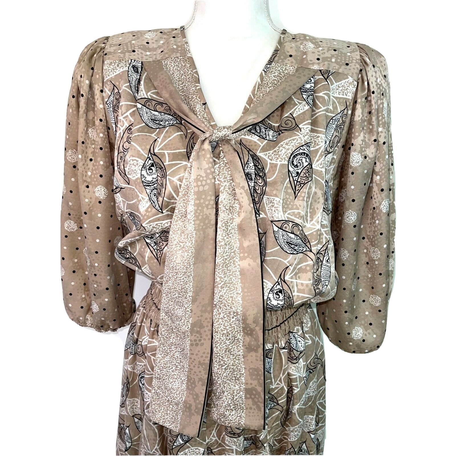 Vintage Diane Freis Womens Dress Beige Polyester … - image 3