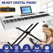 White 88 Keys Full Weighted Digital Piano Hammer Action Keyboard with Stand
