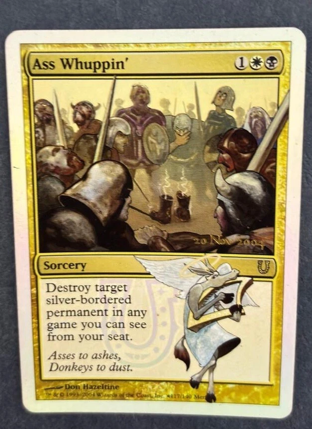 MTG PROMO DCI FOIL PRERELEASE UNHINGED ASS WHUPPIN' NM MAGIC THE GATHERING - Image 4 of 4