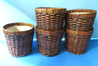 Woven Finished Bamboo Planters 5" Pot with Muslin Insert Set of 5