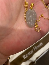 NEW HIGH END*VERY RARE*GORGEOUS HETIAN PURPLE JADE稀有天然和田玉烟紫玉银镀金GOLDS925 NECKLACE