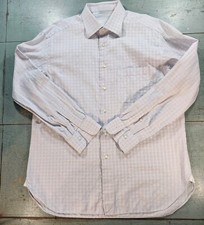Ermenegildo Zegna Dress Shirt Mens 44 / 17.5 Blue Plaid Button Down Business