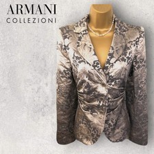 Armani Collezioni Womens Vintage Silver Grey Silk Mix Jacket It 44 Uk 12 Us 8