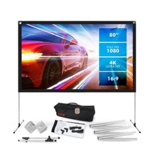 Pyle PRJOS80 Projector Screen with Stand - 80" 16:9 HD 4K Portable