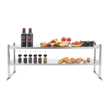 2 Tier Adjustable Rectangular Shelf Storage, Stainless Steel Heavy Duty Shelving