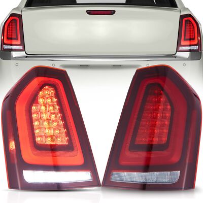 VLAND Pair RED LED Tail Lights For 2011-2014 Chrysler 300 W/Startup Animation
